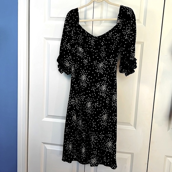 Anthropologie Dresses & Skirts - NWT Anthropologie Dress. Black With White Hearts. Ruffle Sleeves